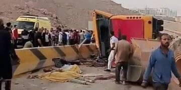 حادث انقلاب أتوبيس جامعة الجلالة: 33 مصابًا و12 حالة وفاة